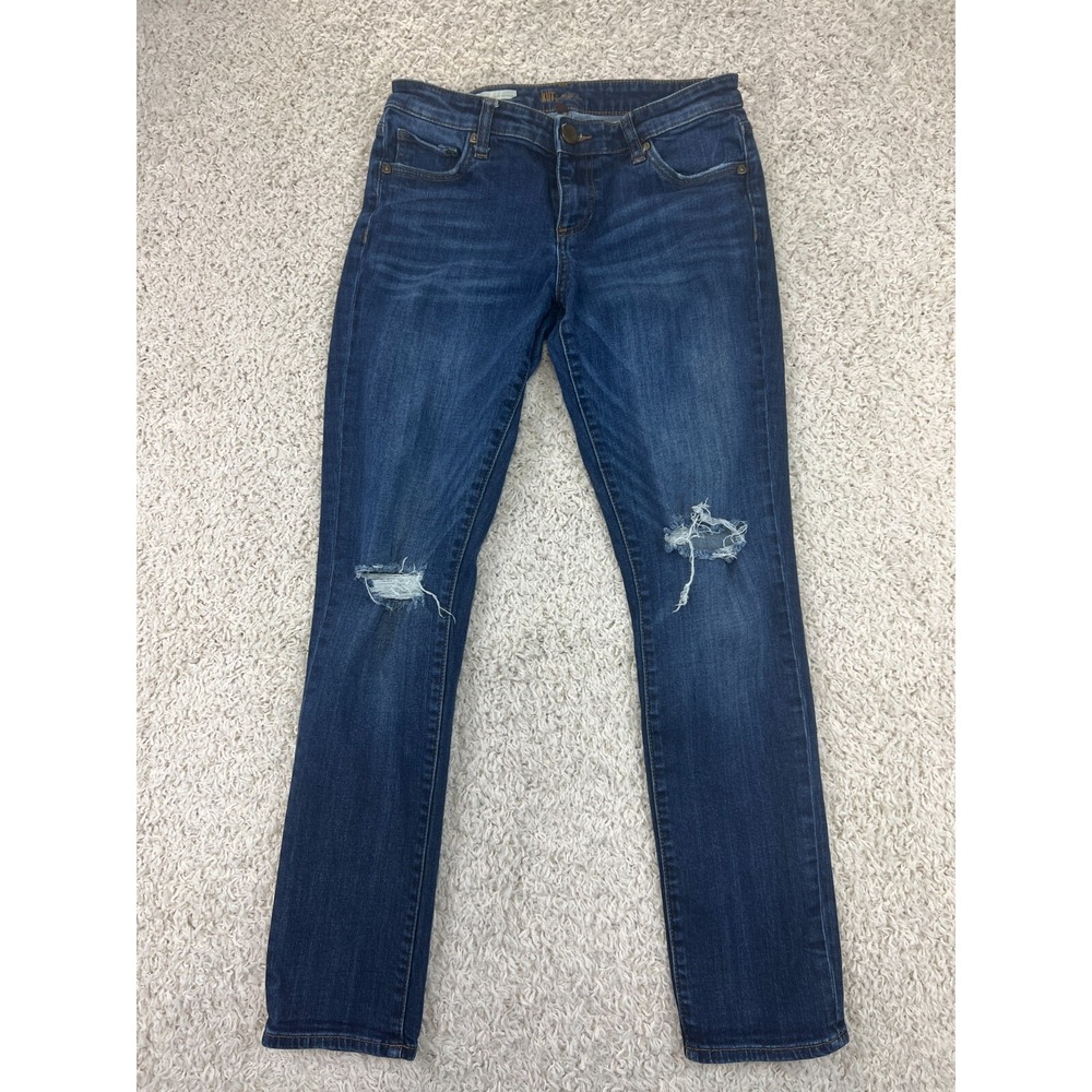 Kut From The Kloth Jeans Womens 4 Blue Denim Catherine Slouchy Boyfriend Holes‎